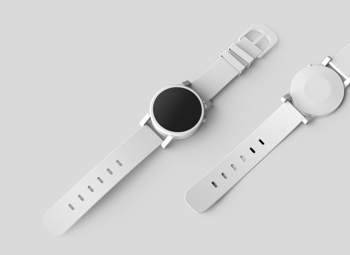 Two plain light-coloured wristwatches on a pale grey background